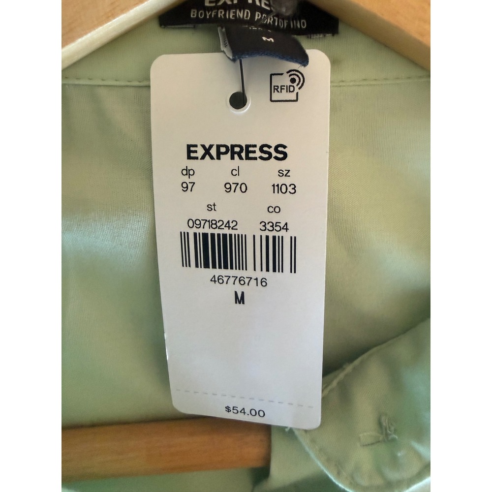 Express Womens Boyfriend Portofino Mint Green Shirt Size M Popover Button Down - Picture 7 of 9